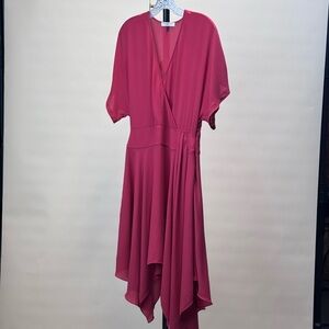 Halston Heritage Red Asymmetrical Handkerchief Hem Dress Size 0